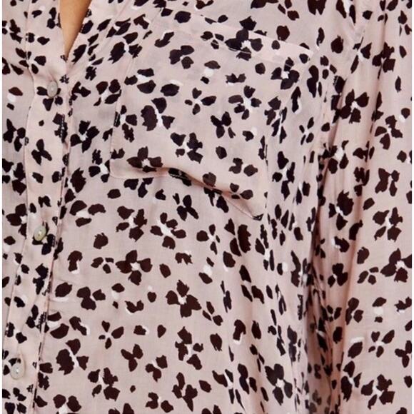Rails Anna Rose Pink Black Cheetah Long Sleeve Button Front Shirt Blouse S 2 4 - Picture 2 of 14